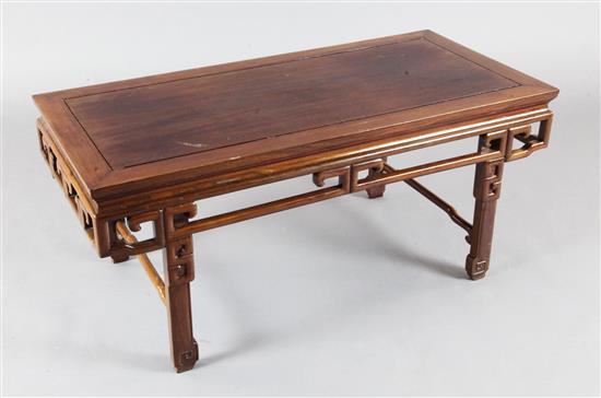 A Chinese hardwood low table, W.91.5cm H.40cm D.43.5cm